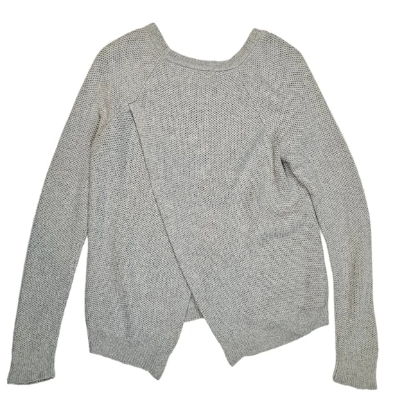 Madewell Province Light Gray Knit Cross-Back Sweater Sz S Crewneck Fall Casual - Picture 12 of 16